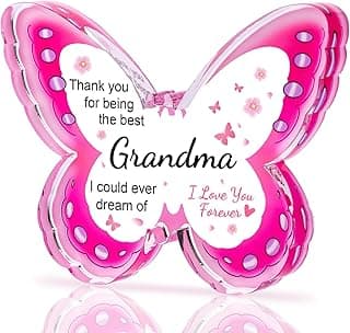 Gifts for Grandma, Grandma Birthday Gift - Acrylic Butterfly Plaque, Birthday Christmas Mother's Day Present for Grandmother from Grandkids, Best Gift Ideas for Grandma