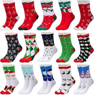 MarJunSep 15 Pairs Women's Christmas Socks Bulk Christmas Gifts Stocking Stuffers for Women Teens Adults Family Coworkers
