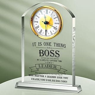 Boss Gifts for Men Acrylic Clock Best Boss Gifts for Men Women Appreciation Clock for Office Leader Manager Going Away Gift Acrylic Desk Sign for Women Lady Male Leader Idea Home Desk Table Decor