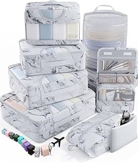 Veken 8 Set Packing Cubes for Travel Essentials, Suitcase Organizer Bags in 4 Sizes, Carry-On Luggage Accessories with Laundry Bag, Airplane Must Have, Gifts for Women Men