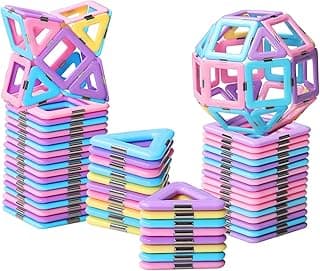 Tolnetr Magnetic Tiles Toys for 3 4 5 6 7 8+ Year Old Boys Girls Upgrade Macaron Castle Blocks Building Set for Toddlers STEM Creativity/Educational Toys for Kids Age 3-6 Christmas Birthday Gifts