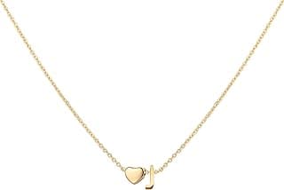 Glimmerst Initial Heart Necklace 18K Gold Plated Stainless Steel Tiny Heart Letter Necklace Personalized Monogram Name Necklace for Women