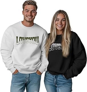 domirica Couples Sweatshirt Unisex Crewneck Pullover Love Print Matching Hoodies 2025 Valentines Day Couple Gifts