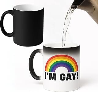 Turtle Straws I'm Gay Rainbow Heat Change Mug – Funny Prank Gift for Him, Gag Gift for Best Friend, Novelty Birthday Gift for Men, Secret Santa White Elephant