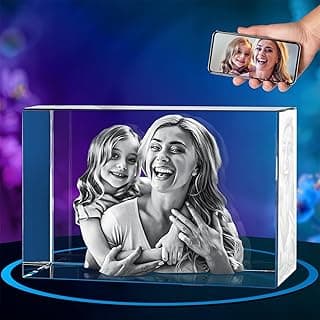 ArtPix 3D Crystal Photo, Personalized Mothers Day Gifts for Mom, Women, Wife, Her, Him, Men, Husband, Grandma, Great Customized Gift With Your Own Photo, Custom Glass 3D Laser Etched Picture Frame
