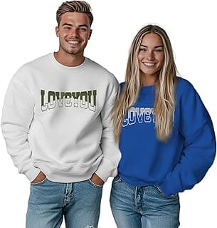 domirica Couples Sweatshirt Unisex Crewneck Pullover Love Print Matching Hoodies 2025 Valentines Day Couple Gifts