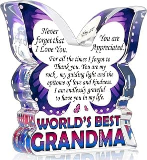 Great Grandma Birthday Gifts, Grandmother Gifts from Granddaughter Grandson, Unique Gift Ideas for First Time New Grandma Nana Gigi, Butterfly Acrylic Decorative Signs Plaques