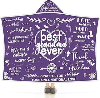 Gifts for Grandma – Soft Fleece Wearable Blanket 47"x72"-Thanksgiving & Birthday Gifts for Grandma-Cozy Blanket Gift for Grandmother from Granddaughter or Grandson