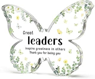Gifts for Boss, Boss Lady Gifts for Women, 5x3.8x0.5 Inch Butterfly Acrylic Plaque Decor, Birthday Retirement Leaving Going Away Boss Day Christmas Gift for Female Leaders Manager