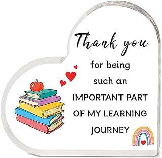 Teacher Gifts - Teacher Christmas Gift Acrylic Heart Plaque, Gifts for Teachers Women Men, Teacher Appreciation Gifts, Thank You Teacher Gift for Christmas Graduation Birthday Thanksgiving Retirement