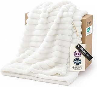 Bedsure GentleSoft White Throw Blanket for Couch - Teacher Appreciation Graduation Gifts Birthday Gifts for Women Mom Her, Cozy Fleece Throw Blanket for Girl, Room Home Decor, Off White, 50x60 Inches