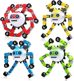 4 PCS Transformable Fidget Spinners Toys for Kids and Adults Stress Relief Autism Sensory Toy for Boys Teens for 8-12 Cool Fingertip Gyros Birthdays Easter Gifts for Party Favors Travel Toys