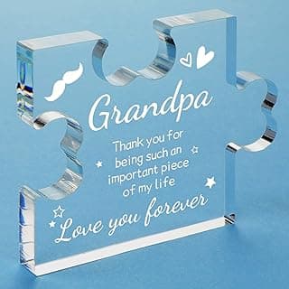 Funnli Grandpa Gifts Acrylic Plaque, Fathers Day Christmas Birthday Valentines Day Gifts for Grandpa Papa from Granddaughter Grandson, Grandpa Birthday Gift Desk Decorations
