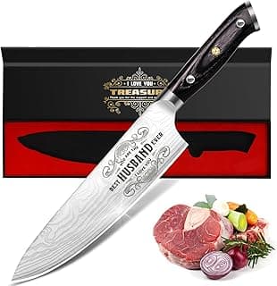 Funistree Gifts for Him Husband Men Anniversary Day, 8 inch Professional German Stainless Steel 1.4116 Chef Knife, Engraved Best Husband Ever Knife Gift, Anniversary Birthday Gift for Men Husband Him