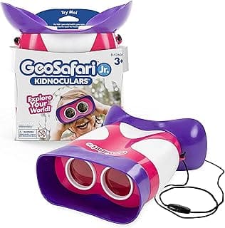 Educational Insights GeoSafari Kidnoculars Pink - Toy Binoculars for Kids, Outdoor Toys for Kids Ages 4-8, Toddler Camping and Nature Toys, Lightweight Binoculars with Neck Strap, Bird Watching Gear