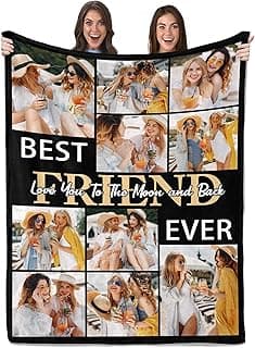 Best Friend Birthday Gifts for Women, Personalized Blanket with Photos, Bestie Blanket Gifts for Friends BFF, Personalized Christmas Birthday Friendship Gift for Women, Friends, Sister