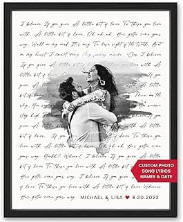 Personalized Song Lyrics Wall Art with Photo – Custom Wedding Song or First Dance Lyrics Print – Romantic Gift for Couples Anniversary or Wedding – Canvas and Framed Options
