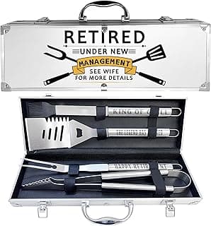 JNDJE Retirement Gifts for Men, Retired Gifts for Men, Dad, Grandpa, Coworker, Teacher, Boss, Retirees Heavy Duty Grilling Accessories for BBQ, Thick Stainless Steel Grill Utensils with Non-Slip Handle Tool
