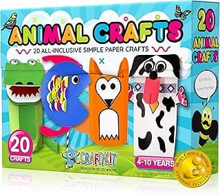 Craftikit® 20 Award-Winning Animal Toddler Arts and Crafts for Kids Ages 3-10 Years, All-Inclusive Animal Craft Kits, Fun Toddler Craft Box for Girls, Boys in Preschool