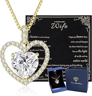 2CT Moissanite Heart Necklace for Women Wife in Gift Box,S925 Sterling Silver Jewelry for Women,Anniversary Birthday Present for Wife Her Girlfriend,18K Gold/White Gold Filled