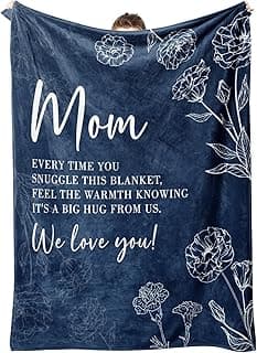 GiltGlimmer Gifts for Mom, Mom Birthday Gifts Blanket, Moms Gift for Women from Daughter Son, We Love You Present for Mother Mommy Christmas Mothers Day 60" x 50", Blue