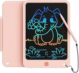 LCD Writing Tablet 10 Inch, Toys for 3 4 5 6 7 8 9 10 Year Old Boys Girls, Colorful Doodle Board Drawing Tablet, Gift for Boys Toddlers Age 3-12 Years, Memo Board, Drawing Pads with Lanyard (Pink)