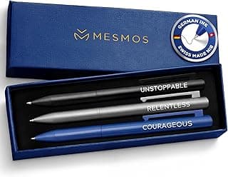MESMOS 3Pk Luxury Fancy Pen Set, Cool Metal Ballpoint Pens, Office Supplies and Desk Accessories for Men, Unique Birthday Gifts for Men Who Have Everything, Engraved Black Ink Nice Pens