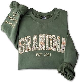 Personalized Floral Embroidered Applique Grandma Sweatshirt For Women, Custom Grandma Gifts from Grandkids, Mimi Sweater, Nana Crewneck, Mother's Day Apparel, Grandmother Birthday, Grandmom Gifts