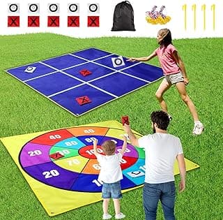 2-in-1 Outdoor Giant Tic Tac Toe Bean Bag Toss Games for Kids Adults, 4.5Ft Double-Sided Large Outside Lawn Yard Backyard Carnival Field Day Beach Picnic Camping Birthday Party Family Reunion Game