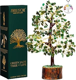 ZENFULSTONE Green Jade Crystal Tree of Life for Luck & Prosperity Decor for Home and Office | Handmade Bonsai for Wealth & Balance and Good Fortune | Perfect Well-Being Gift for Loved Ones