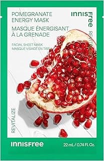 innisfree Pomegranate Energy Mask, Korean Sheet Mask with Hydrating Serum for Soothing, Brightening, and Glowing Skin Care Routine