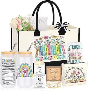 Teacher Appreciation Gifts for Women, End of Year Thank You Gifts for Teachers Basket Set of 7