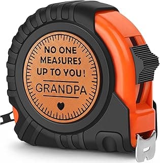 Fathers Day Grandpa Gifts from Grandkids, Birthday Grandpa Grandfather Papa Gifts from Granddaughter Grandson, Granddad Grandparents Day Gift Idea Genuine Leather Engraved 25 FT Tape Measure