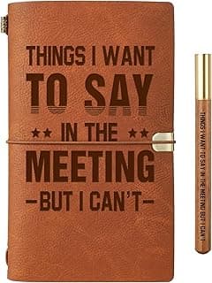 Funny Office Gifts for Boss Coworkers Staff Employees Men Woman, Leather Work Notebook with Pen, Funny Bosses Day Birthday Gifts for Boss Lady Leader Manager Executive Male Female, Journal Notebooks Stationery