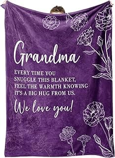 Grandma Gifts, Birthday Gifts for Grandma from Grandkids, to My Grandmother Soft Throw Blanket for Christmas Mothers Day 50" x 60", Purple