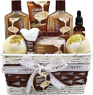 Gifts For Women Gift Basket for Women– Mothers Day Gifts for Mom, 9 Piece Set of Vanilla Coconut Home Spa Set, Luxurious Bath and Body Set, Includes Fragrant Lotions, Large Bath Bombs, Coconut Oil