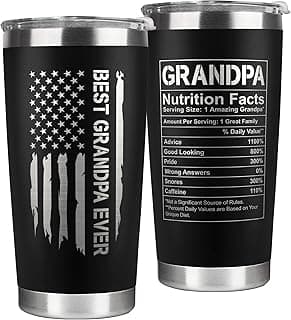 KATLADIZ Grandpa Gifts - Grandpa Birthday Gifts from Grandchildren - Fathers Day Gift, Birthday Christmas for Grandfather - Grandfather Gift Ideas from Granddaughter, Grandson - 20 Oz Black Tumbler
