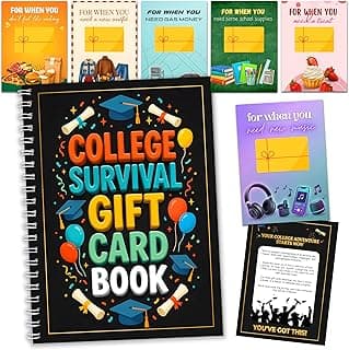 College Survival Gift Card Book, 7 x 5 Inch 20 Pages Giftcard Booklet Holders, 2026 College Survival Kit Gift Card Book, High School Graduation Gifts for Students Him Her Boys Girls Women