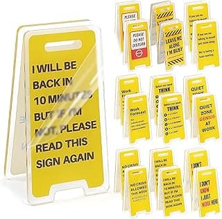 Funny Office Desk Signs 18 Pack – Mini Acrylic Message Holders, Desk Decor & Gag Gifts for Coworkers, Boss & White Elephant