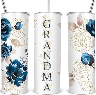 Mothers Day Gifts for Grandma Grandmother: Birthday Christmas Day Gift from Grandson Granddaughter - Stainless Steel Tumbler Coffee Insulated Travel Reusable Cup With Straw Leakproof