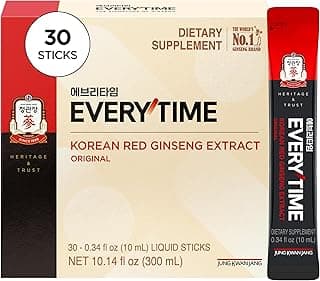JUNG KWAN JANG Everytime Korean Red Ginseng Extract Stick 3,000mg Original - Adaptogen Energy Drink Liquid Stick Supplements - Energy Boost & Immune Support, Caffeine Free (30 Sticks)