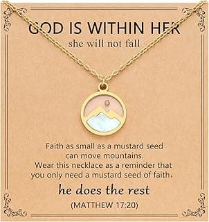 Eryuor Silver/Gold Moving Mountains Mustard Seed Faith Necklace, Inspirational Christian Gifts for Teen Girls & Women