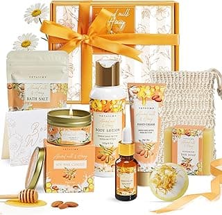 Birthday Gifts for Women, Almond Milk & Honey Relaxing Spa Gift Baskets for Women, Self Care Gifts Home Bath and Body Gifts Set for Mom, Girlfriend, Sister, Female Friends, Coworker