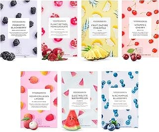 Vitamasques Face Masks Skincare Sheet Kit, 7-Pack - Juicy Collection of Triple-Layer Sheet Facial Masks - Korean Skin Care Pore Purifying, Brightening, and Hydrating