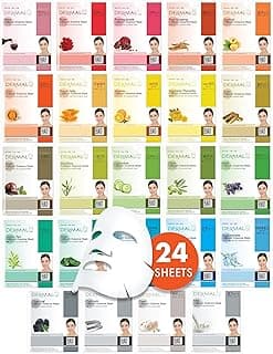 DERMAL 24 Combo Pack Made in Korea Facial Mask – 20+ Years of K-Beauty Experience, Premium Quality Korean Sheet Masks for Daily Skincare Routine