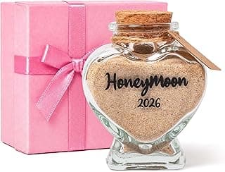 Honeymoon Sand Keepsake Jar 2026，Bridal Shower, Wedding, Engagement, Honeymoon, Travel for Couples, Newlywed, Fiance(Gift Box Includes) - 40ml Heart Shape Glass