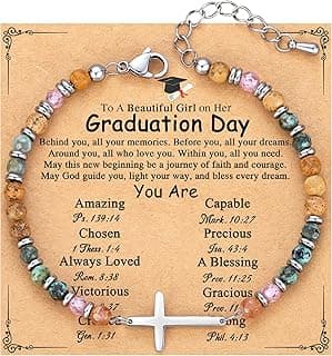 TONY & SANDY Graduation Gifts for Her 2026, Graduation Decorations Cross Bracelets for Women Girls Middle High School College Graduates, With Graduation Cap Box and Meaningful Cards