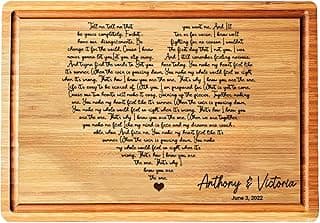 Personalized Cutting Board Wedding Heart Song Lyrics Couple Gifts - Anniversary Customized Romantic Gift for Her - For Him, For Husband, For Wife