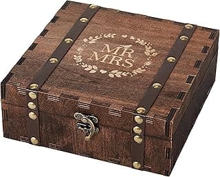 AW BRIDAL Mr and Mrs Wedding Keepsake Box for Couples, Bridal Shower Gifts for Bride to Be, 2026 Engagement Gift for Newly Engaged Couple, Wooden Memory Boxes with Lids