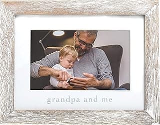 Pearhead Grandpa and Me Rustic Picture Frame, Gender Neutral Nursery Decor, Farmhouse Style Wall or Tabletop Display, Gift for New Dad or Grandfather, 4x6 Photo Insert, Distressed Wood